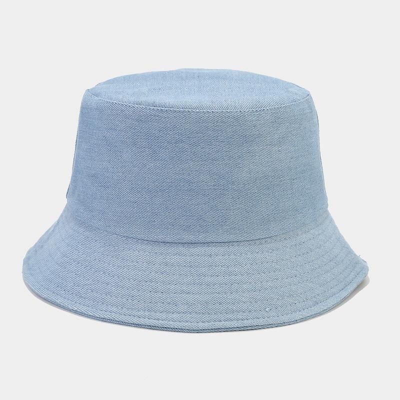 New solid color denim bucket hat women's literary and retro casual basin hat spring travel visor