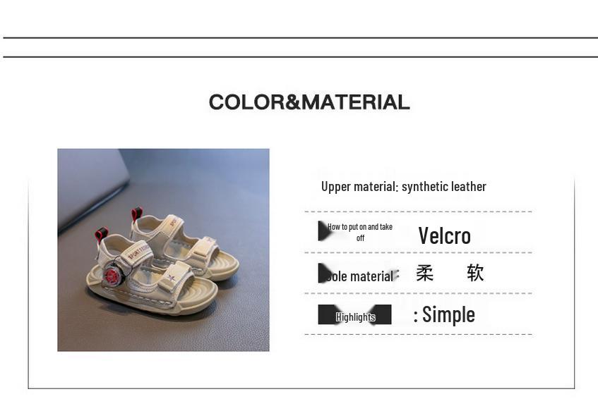 Korean Style Boys' Open Toe Summer Casual Breathable Non-Slip Soft Sole Beach Sandals 2026