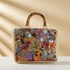 2025 Luxury Sequins Embroidery Large Tote Bags New Fashion Bamboo Handle Women Handags Lady Woven Straw Flower Summer Beach Bag