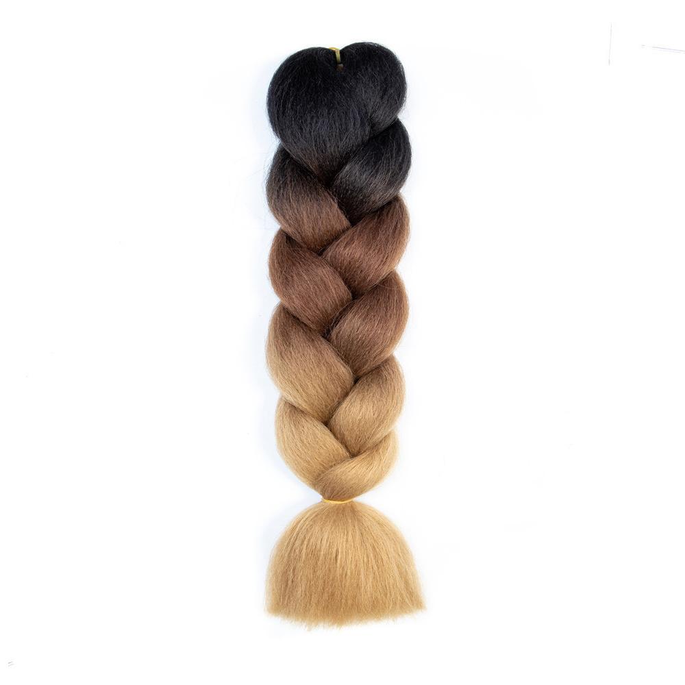 Nero/Marrone Scuro/Chiaro Extension Per Capelli Treccine Africane 24" Treccia Capelli Extension Colorate Ombre Jumbo Synthetic Braiding Hair - Foto 7