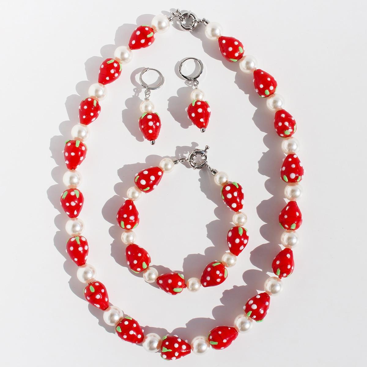 

Baoli Original Design Shijia Pearl Glazed Clubberry ожерелье фруктовый бисер браслет серьги комплект 393