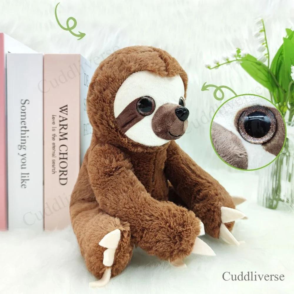 25CM Cuddly Sloth Plush Toy Big Eyes Soft Comfort Throw Pillow Grey Brown Koala Doll for Friends Christmas Birthday Gift