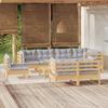 Vidaxl 9-Cz. Garden Lounge Set, Grey Cushions, Pine