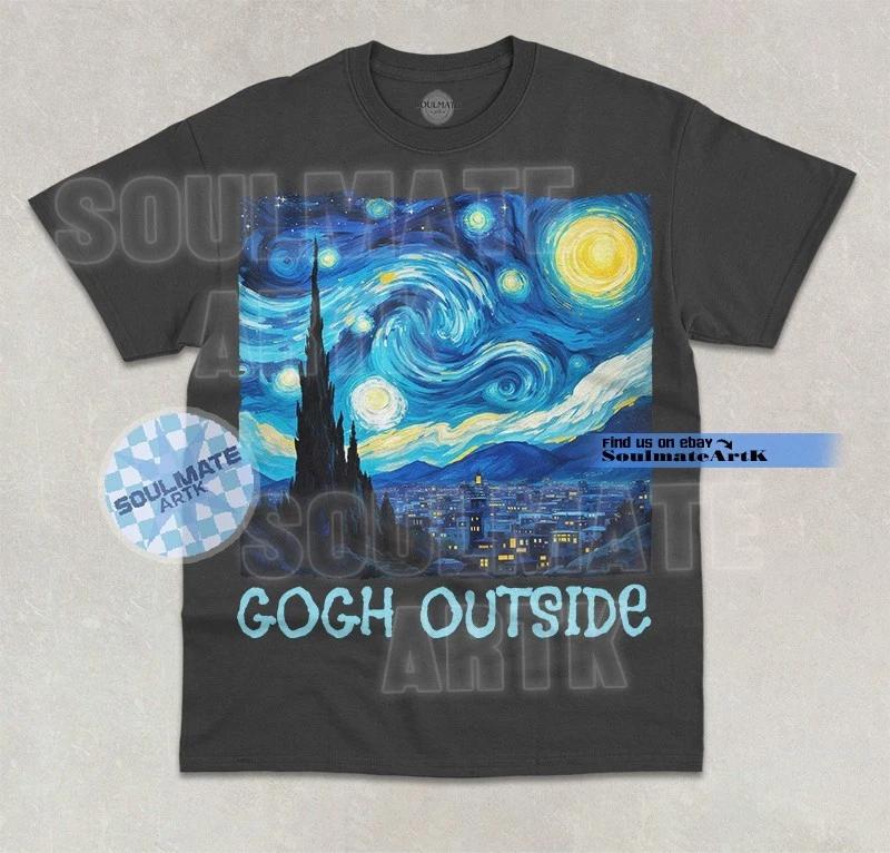 Gogh Outside T-Shirt Funny Nature Lover Starry Night Graphic Unisex Shirt 2XL