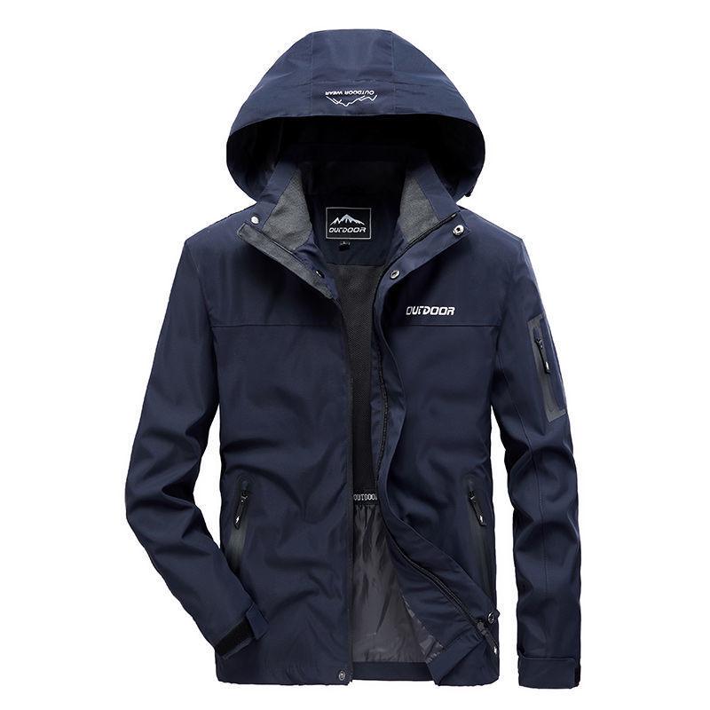 Men's Windproof Waterproof Fleece-Lined Jacket with Removable Hood for Autumn and Winter - Stain-Resistant Outdoor Mountaineering Outerwear.
