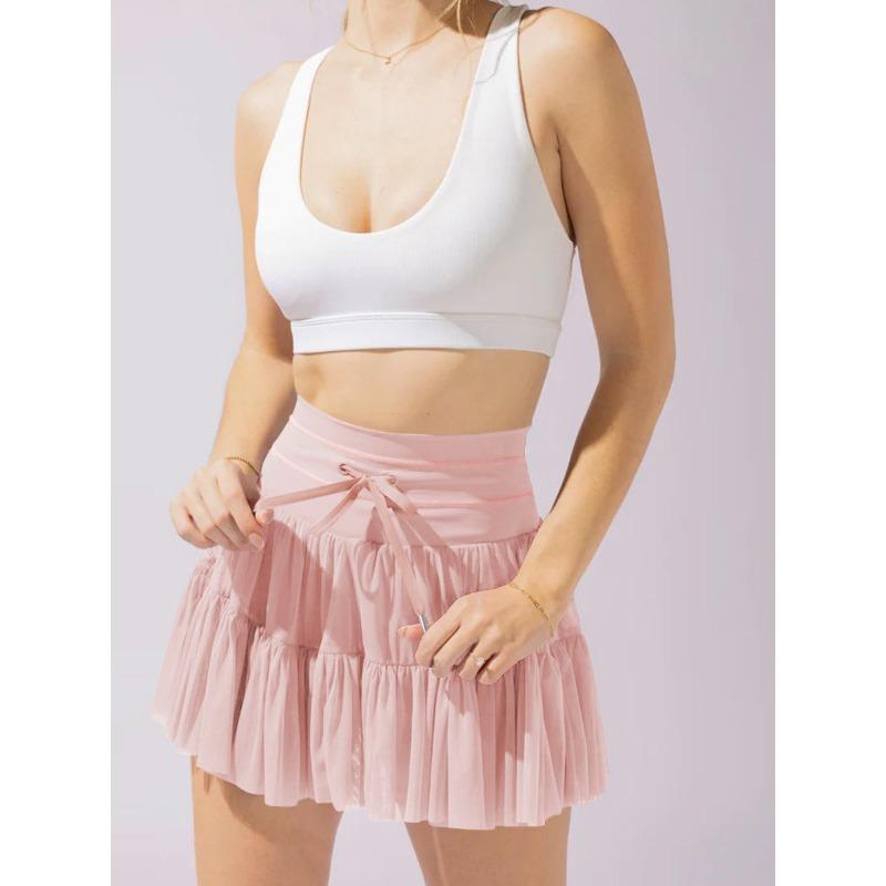 Women's Skirt Safety Pants Spring Summer High Waisted Lace Up Pleated Skirt Short Skirt Spicy Girl Skirt
