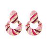 European Style Color-Blocked Circle Drop Earrings: Retro High-End Metal Design