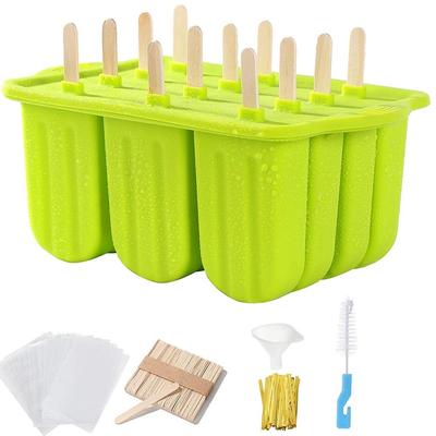 Ensemble de moules à glaces, 12 cavités, moule à glace fait maison, moules de congélation en silicone avec 50 bâtonnets de glace, 50 sacs à glace, 50 attaches, entonnoir et brosse