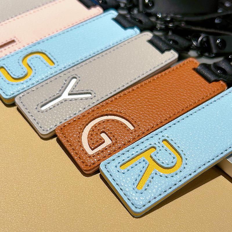 Leather Alphabet Keychain Tags for Car Ornaments & Luggage