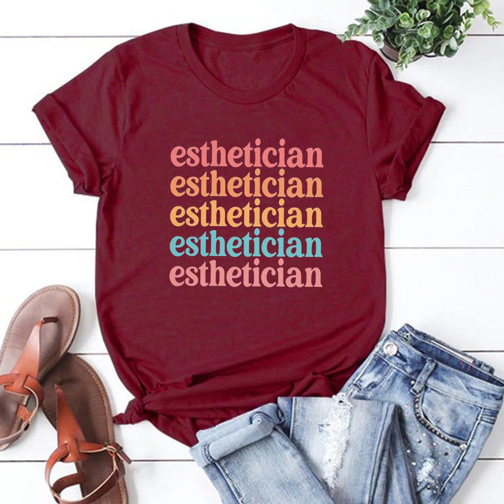 Retro Vintage Esthetician T-shirt Cosmetology Beautician Shirt Makeup Artist Beauty Skincare Beauty Salon Tee Women Tshirts Tops