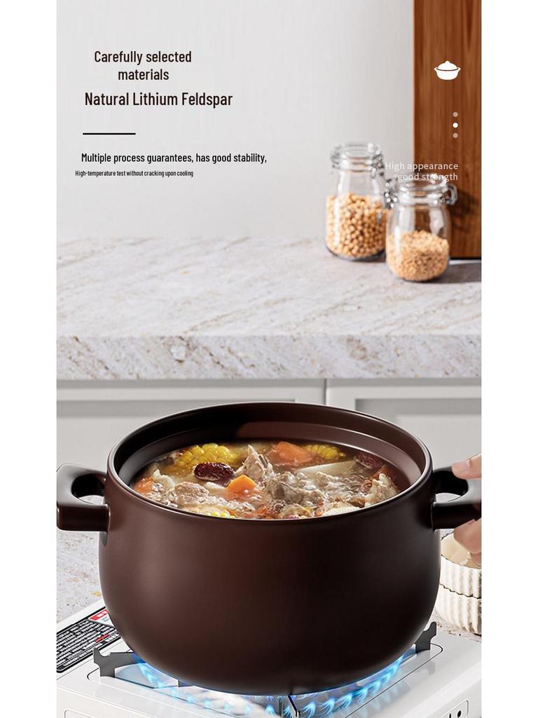 Durable Ceramic Clay Pot for Gas Stoves - Perfect for Rice & Soups, High Heat Resistant, Not Easy To Crack.