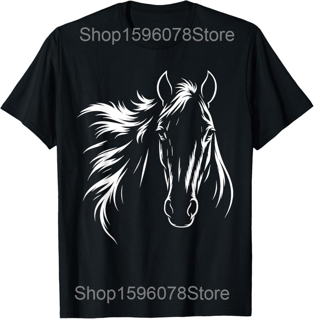 Heart Horse Cute Love Equestrian T Shirts Men Women Pure Cotton Humor Streetwear Tee Shirt Short Sleeve Unisex Loose Clothing