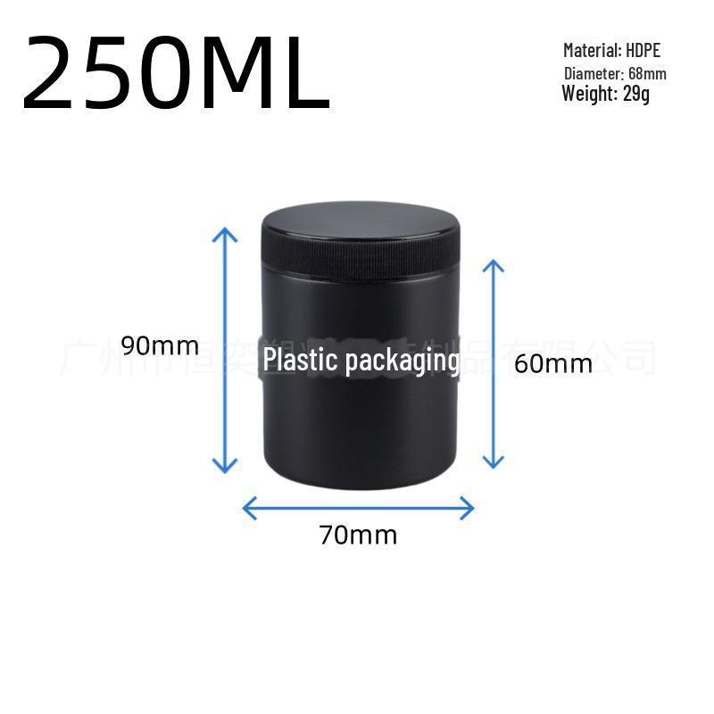 Black Wide-Mouth PE Plastic Sealed Jar for Cream/Powder - 50g, 100g, 150g, 300g, 500g, 1L