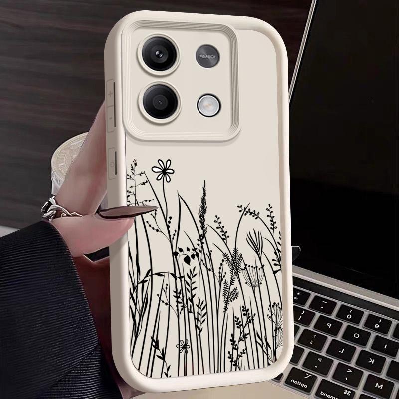 

Модный матовый чехол с цветочным узором для Xiaomi 13T Poco F6 Pro X6 X5 Redmi Note 13 12 11 10 Pro, защита объектива, мягкий силиконовый противоударный чехол для телефона TPU Redmi Note 13 4G бежевый