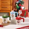 Large Capacity Straw Mug with Lid Christmas Gift Cartoon Ceramic Cup College Student Holiday Souvenir Creative Water Cup