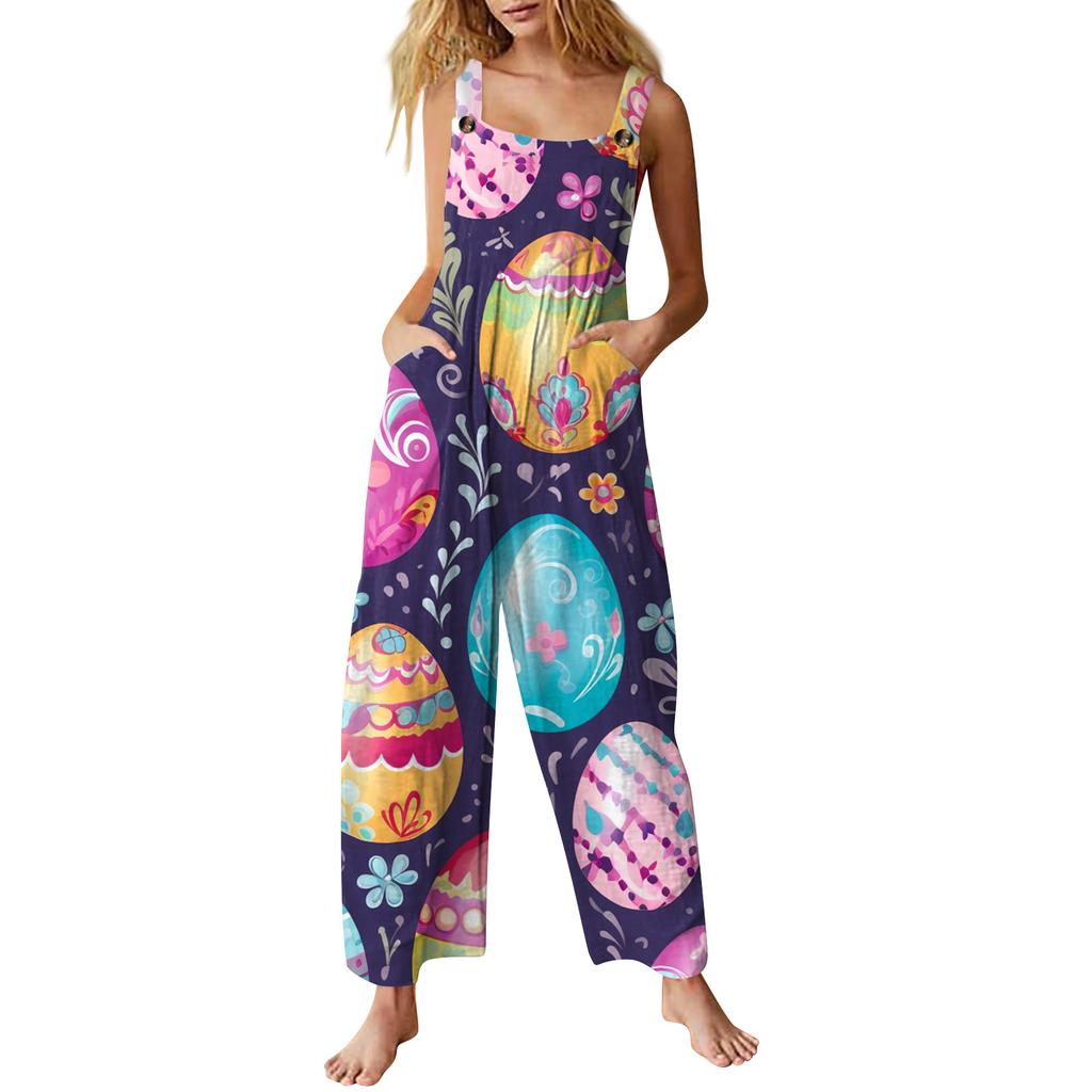 Damen Jumpsuit Bedruckter lässiger lockerer Jumpsuit