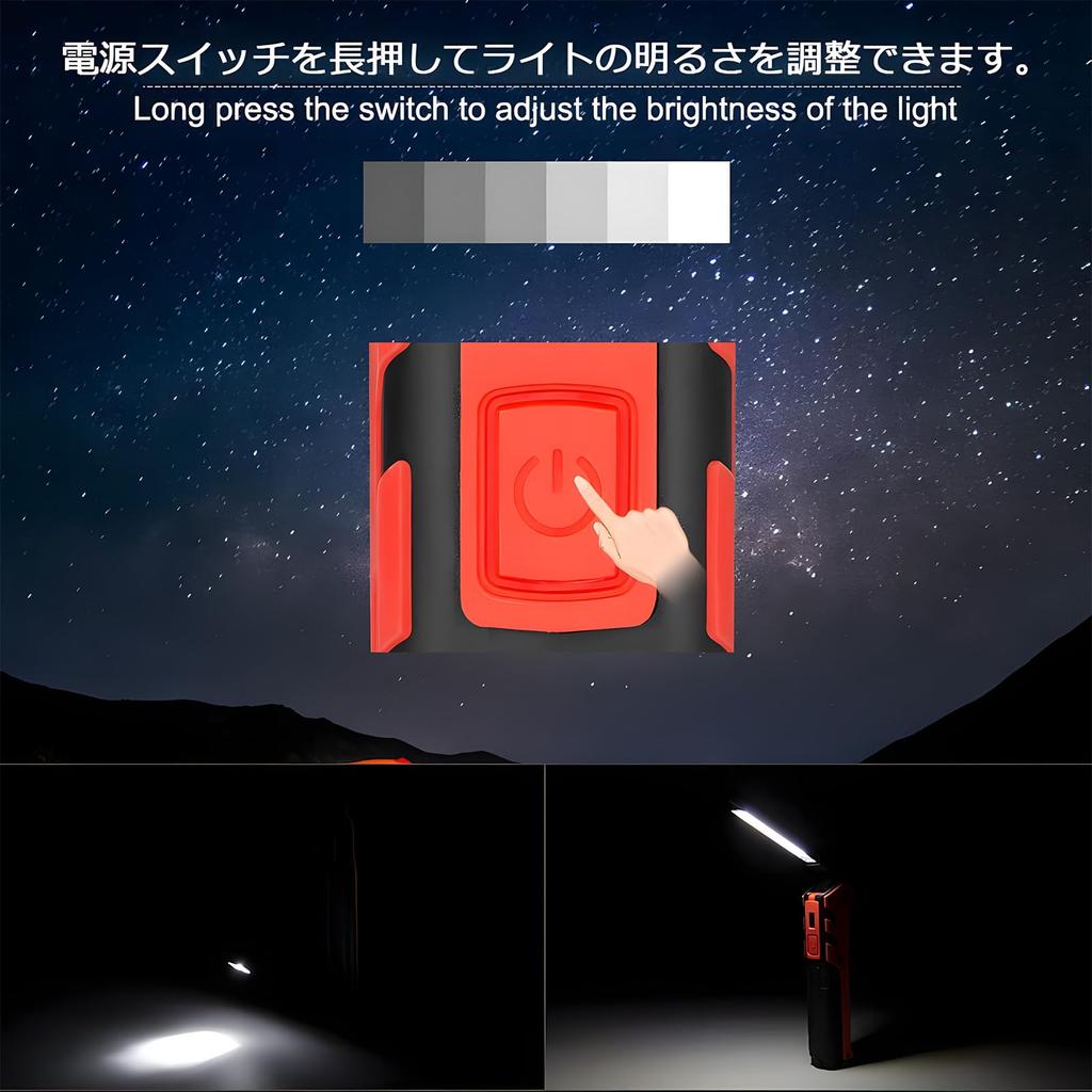 Set of 2 LED Work Lights, COB Lights, Handheld USB Rechargeable, Magnetic, Foldable, Compact, for Night Work and Construction (2 Pieces)