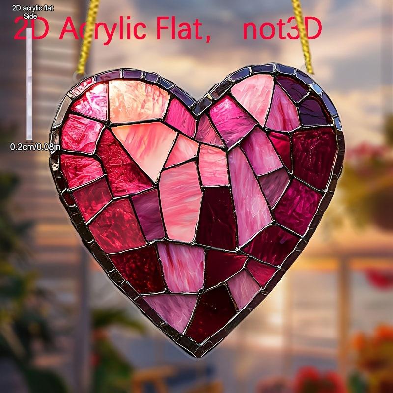 Romantic Pink Heart Sun Catcher - Perfect for All Seasons, Ideal Valentine'S Day, Ramadan, Easter Party Decorations, No Power Needed, Four Seasons