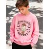 Kids Unisex Crewneck Sweatshirt, Boot Scootin Spooky Cowboy Ghost Bat Halloween Print Long Sleeve Pullover, Sweatshirt for Boys Girls Over 4 Years Old