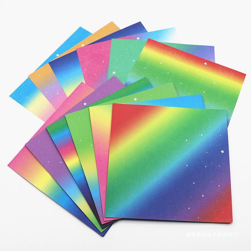 Rainbow Gradient Origami Paper: Double-Sided Starry Sky for Kids' Crafts, Paper Cranes, Love Hearts, and Handicrafts