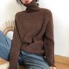 Sweater base women's solid color pullover loose autumn and winter new gentle lazy wind soft waxy turtleneck knitted sweater women