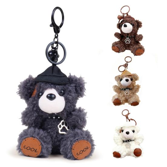 Cartoon Bear Keychain Plush Lovely Hats Bear Doll Cute Animal Pendant Grab Machine Hang Bag Daily Accessories