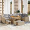 Garden Sofa Set 9 Pcs Beige Poly Rattan