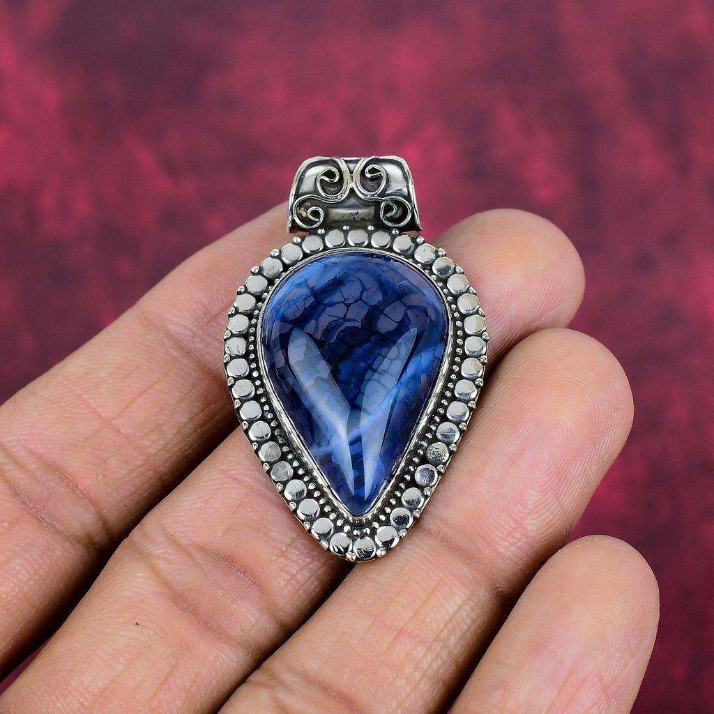 Wisiorek Dendryt Srebro Próby 925, Ręcznie Robiony Wisiorek z Kamieniem Szlachetnym, Prezent na Urodziny