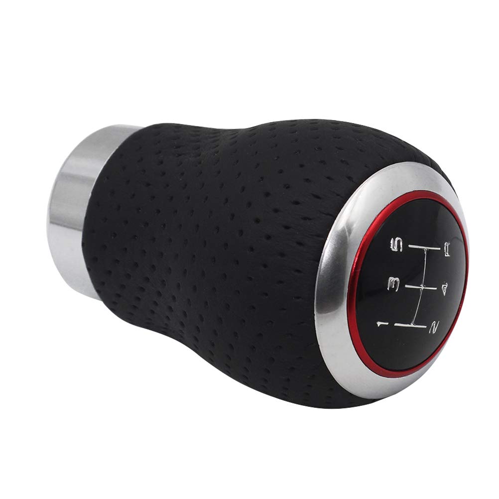 Sakan Car Shift Knob 5-Speed 8*5cm Aluminum Red Stitch