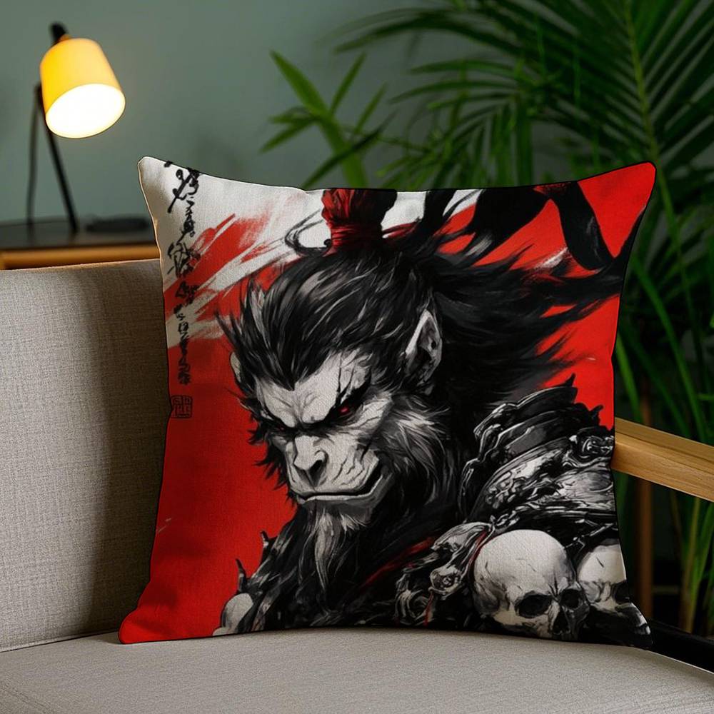 Black Myth Wukong Pillow Case Home Dorm Chair Back Short Plush Double-sided Printing Office Nap Time Cushion Cover
