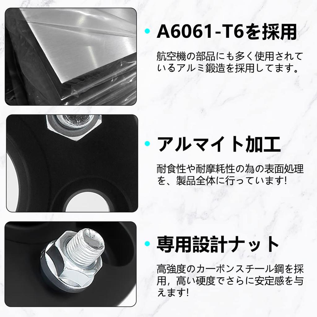Gasupply Forged Wide Tread Inner Diameter 30mm Matte Black of Spacers, 6H, PCD139.7, 108.1, M12xP1.5, Thick, (Set 2)