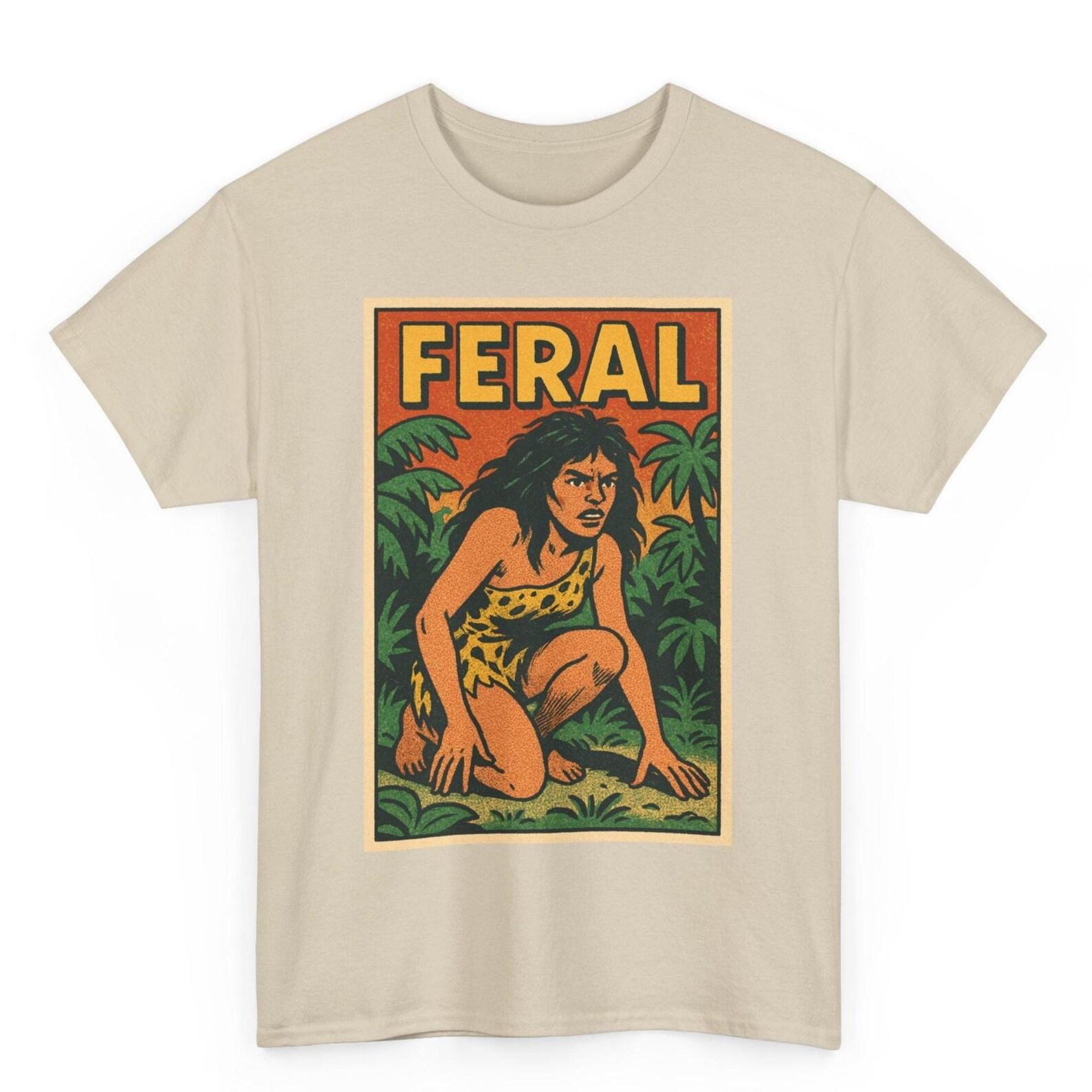 Feral Women T-Shirt: Retro Comic Feminist Graphic Tee S