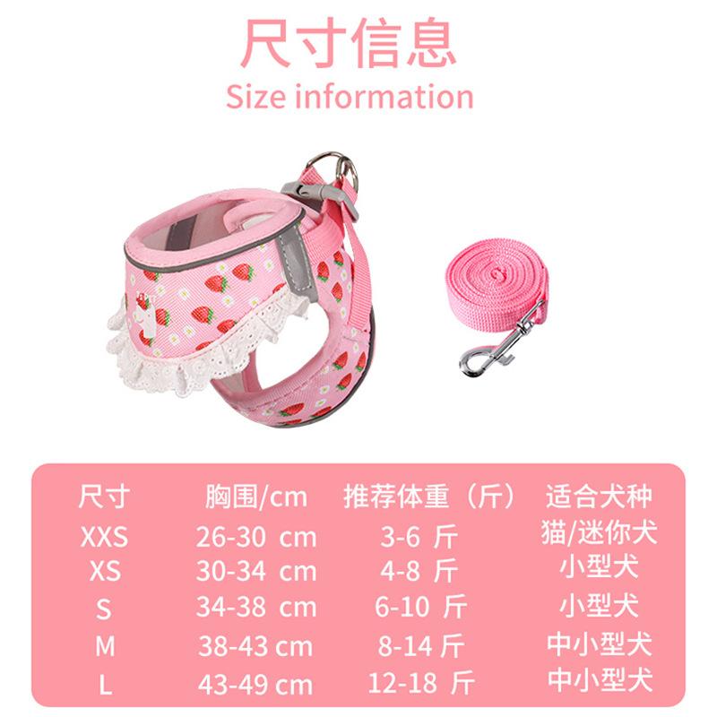 Dog Chest and Back Harness Dog Leash for Small Dogs - Pomeranian Model To Prevent Escape From The Leash While Walking The Dog.