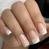 24Pcs Gradient White Short Square Ballet Fake Nails Simple Nude Full Cover Press On Manicure Tips