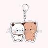 Cute Bubu Dudu Love Keychains Couple Bear Panda Acrylic Keyring for Accessories Bag Pendant Key Chain Jewelry Fans Lovers Gifts