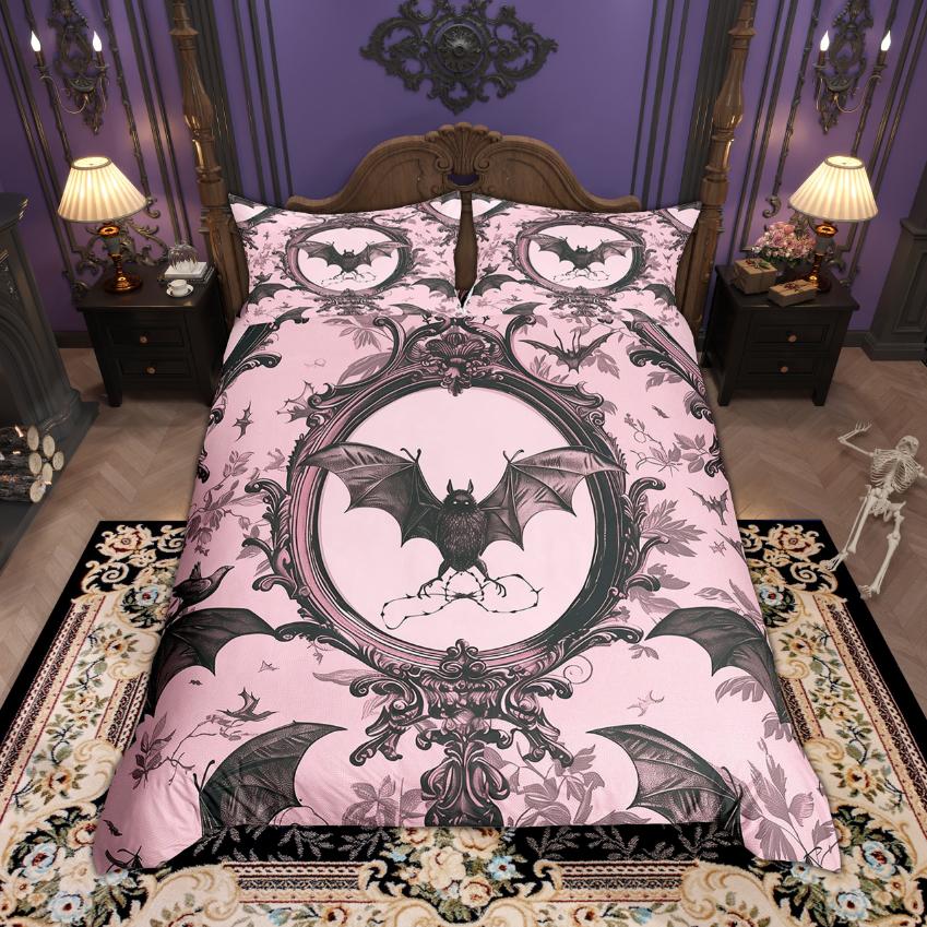 Homewish Halloween Crow Duvet Cover Set Botanical Plant Bedding Set Hippie Floral Flower Bed Set