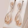 Kienl Rose Gold Color Vintage Long Earring For Women Glossy Metal Shiny Natural Zircon Accessories Trend Daily Jewelry
