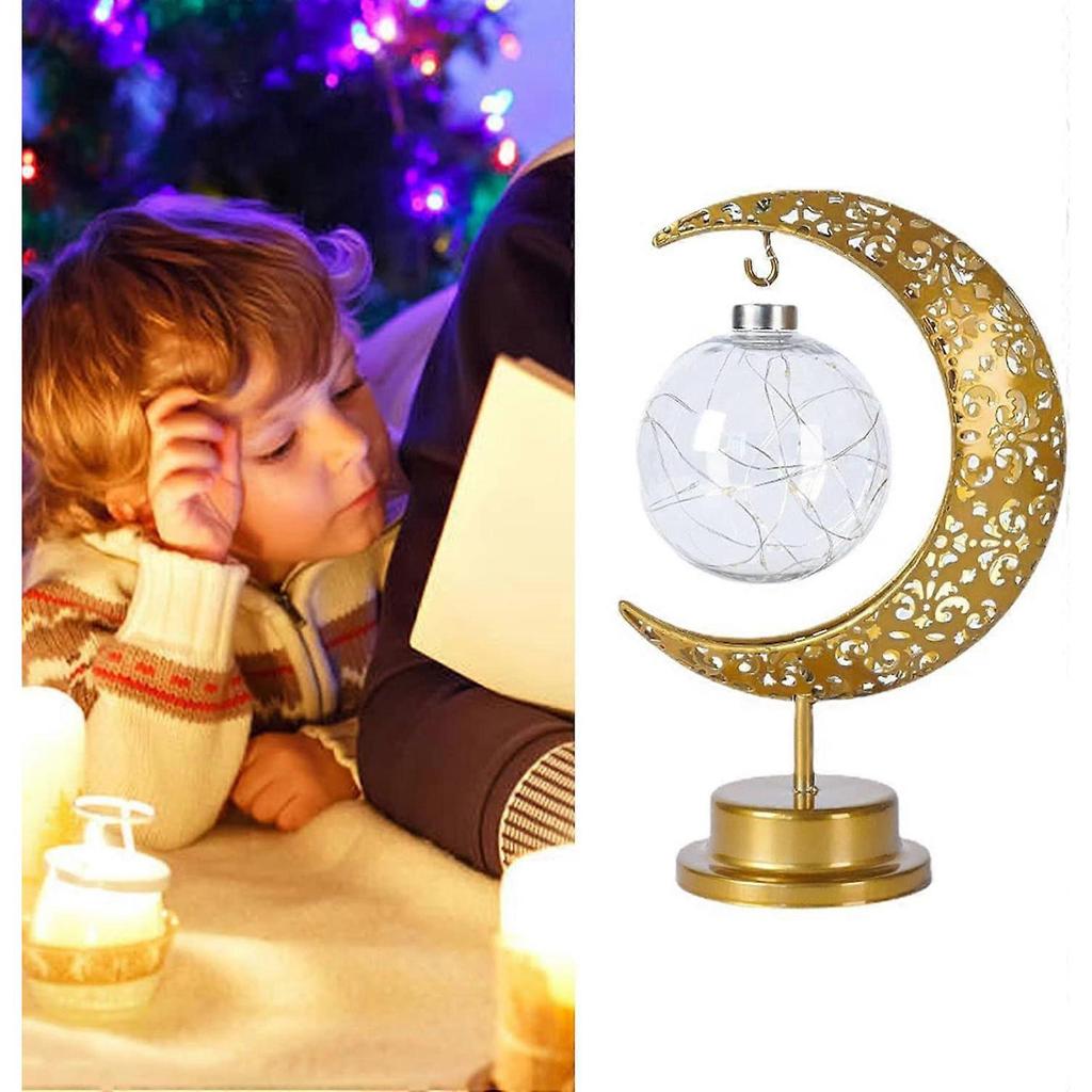 LED iron moon lamp decorative lamp with bracket table lamp spherical type