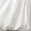 Women's Elegant Elastic High Waist Solid Color A-Line Pleated Puffball Hem Casual Flowy Balloon Bud Midi Skirts