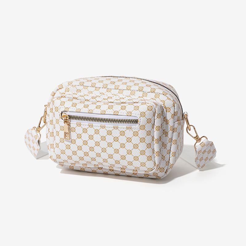 Fashion Trend Two-piece Set, Trendy Old Flower Polka Dot Printing Oblique Span Bag, Change Bag In Hand