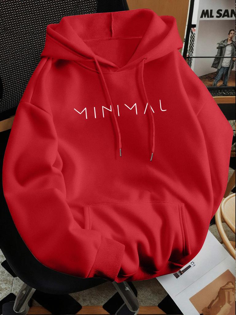 Minimalist Style Letter Print Hooded Sweatshirt, a Versatile Top for Daily Casual and Commuting, a Must-have Item for Autumn