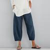 Women's High Waist Loose Fit Cotton Cropped Pants Casual Wide Leg Trousers