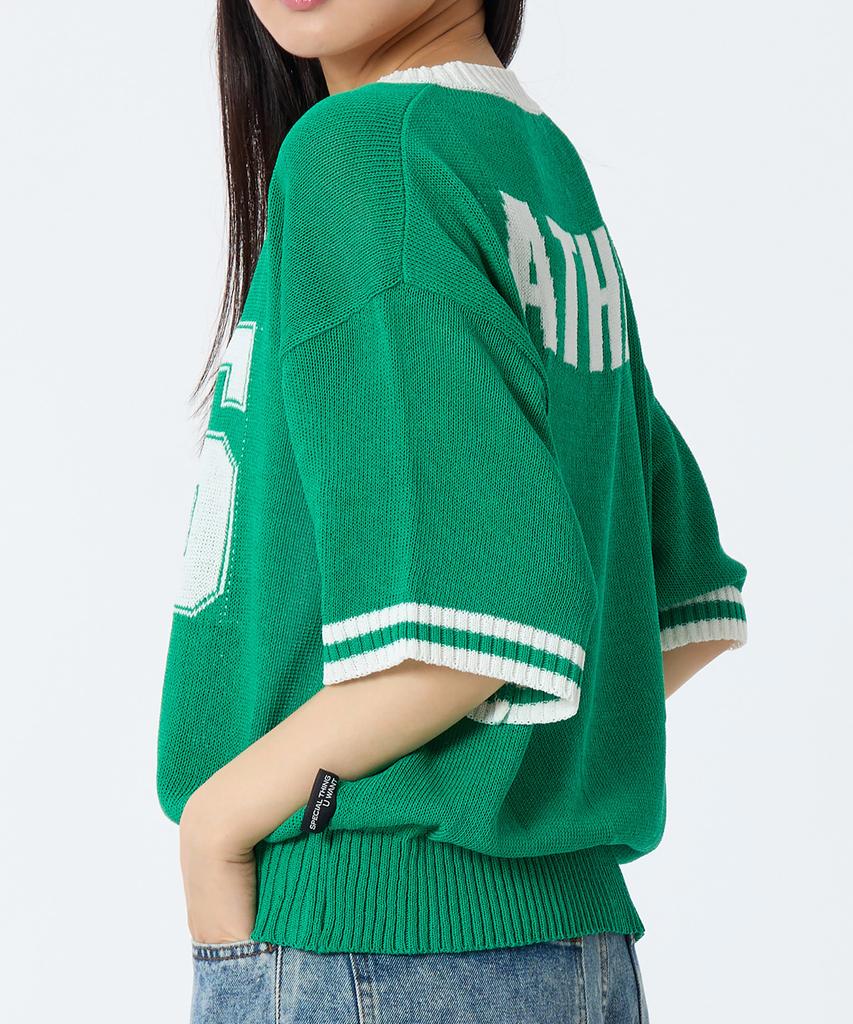 Andy Other Oversized V-Neck Short Sleeve Knit Green