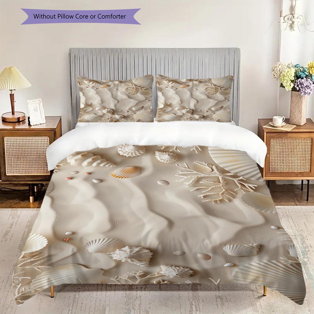 Strandmuster Bettwäsche Steppdecke Set Bettbezug Kissenbezug Heimdekoration Geburtstagsgeschenk (1 Bettbezug + 2 Kissenbezüge, ohne Füllung)