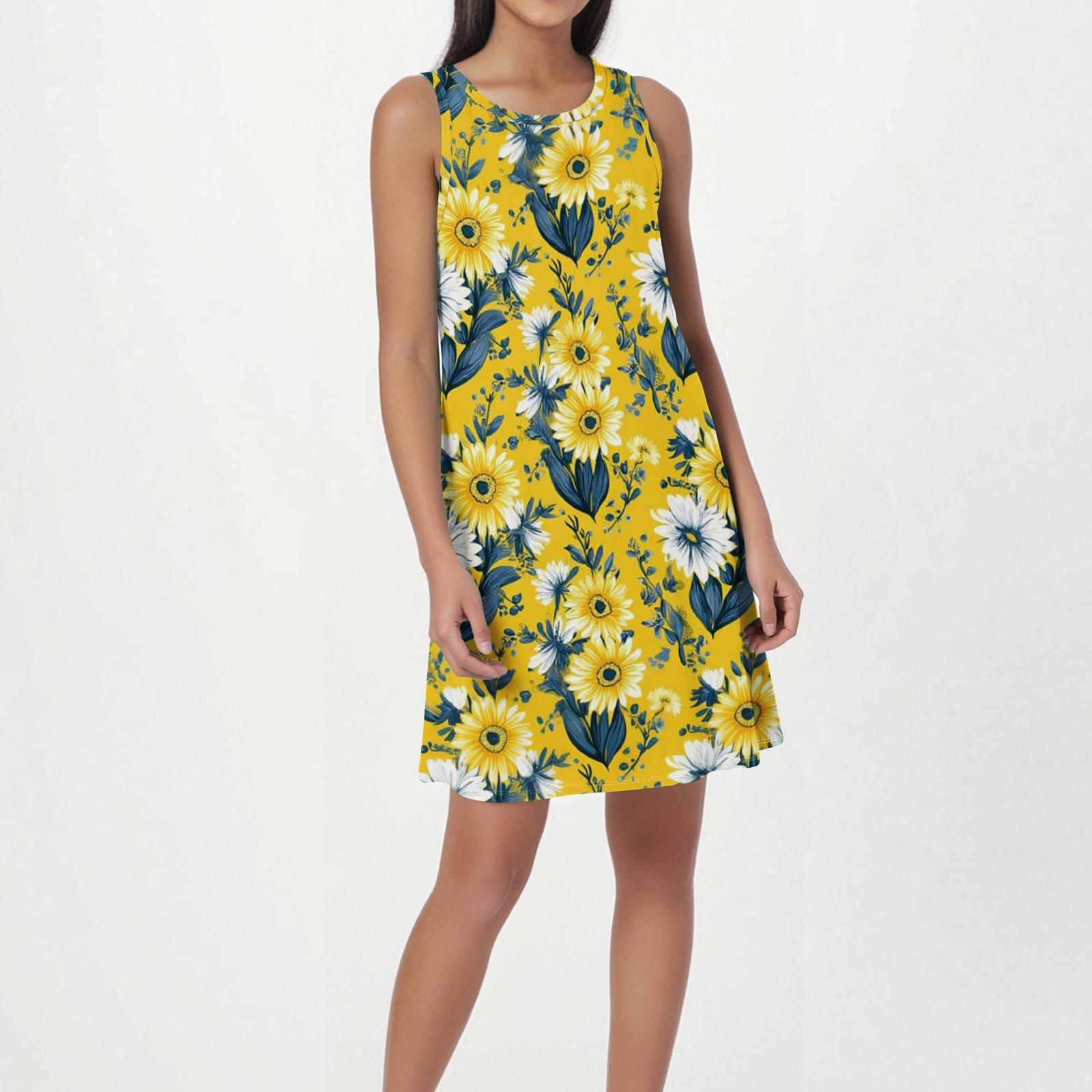 

Summer Dresses for Women 2026 Casual Sleeveless Sundresses for Women 2026 Floral Print Summer Dress Lightweight A-Line Summer Dresses S