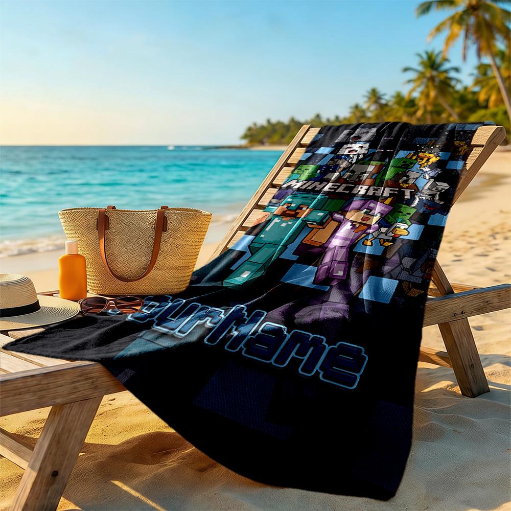 Minecraft Customizable Name Beach Towel Super Soft Microfiber Quickdry Fabric