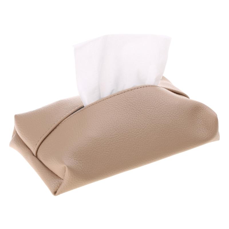 PU Leather Tissue Box Cover Rectangle Tissue Holder for Car Room Bathroom Decor Bedroom Ornament Folding Tissue Covers
