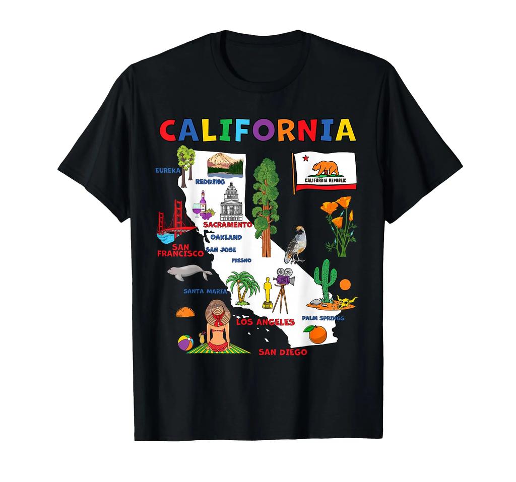 United States Map with States and Capital Cities Tee Shirt TShirt Men Women Summer Fashion Cotton Roundneck Shortsleeved Top