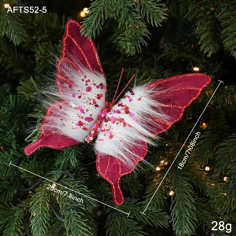 Sequin Bead Butterfly Ornament Fluff Hair Xmas Hanger New Party Decor  Holiday Event
