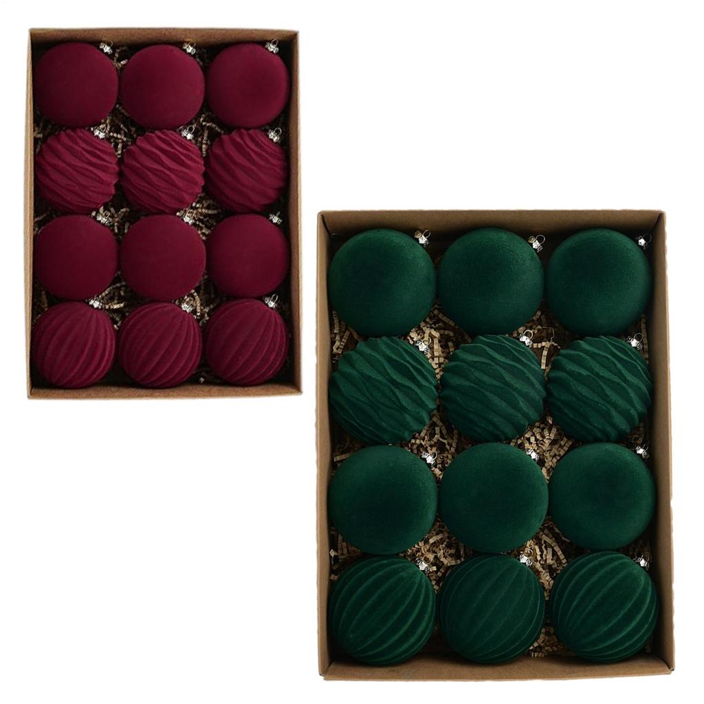 Flocked Christmas Balls Ornaments 12 Pieces 3.1 Inch Christmas Tree Ball Ornaments For Holiday Party Home Wedding Event Wall